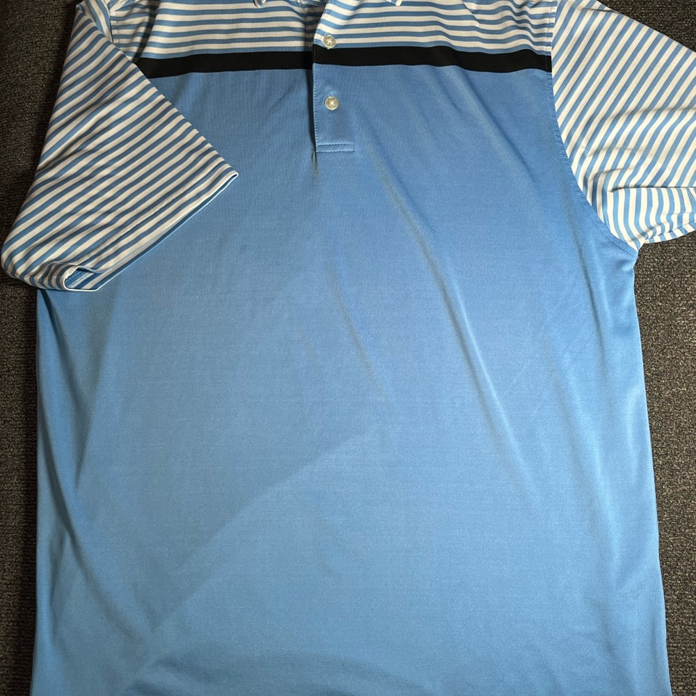 Footjoy Golf Polo Blue With White Stripes Men’s Size M